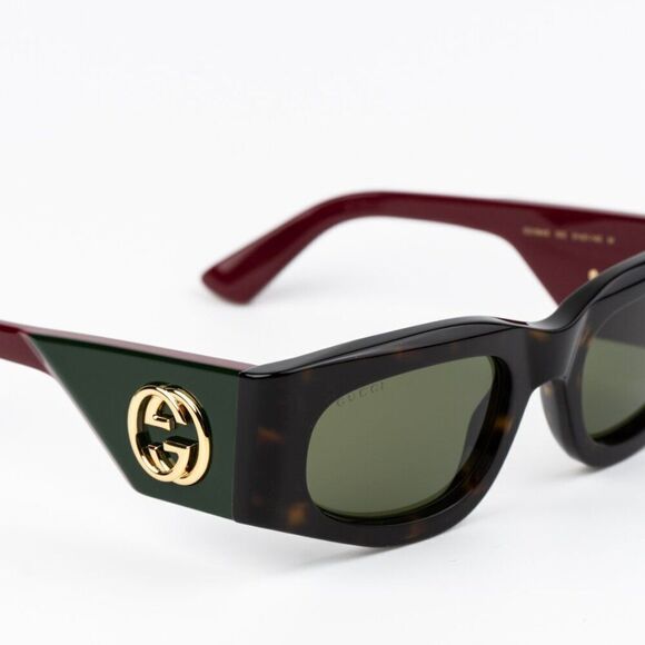 NEW Gucci GG1664S 002 Havana Red Green Rectangle Unisex Sunglasses main image 5